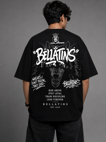 Bellatins Rise Above Wolf Oversized T-Shirt for Men | 240 GSM Premium Cotton | Drop Shoulder Streetwear |