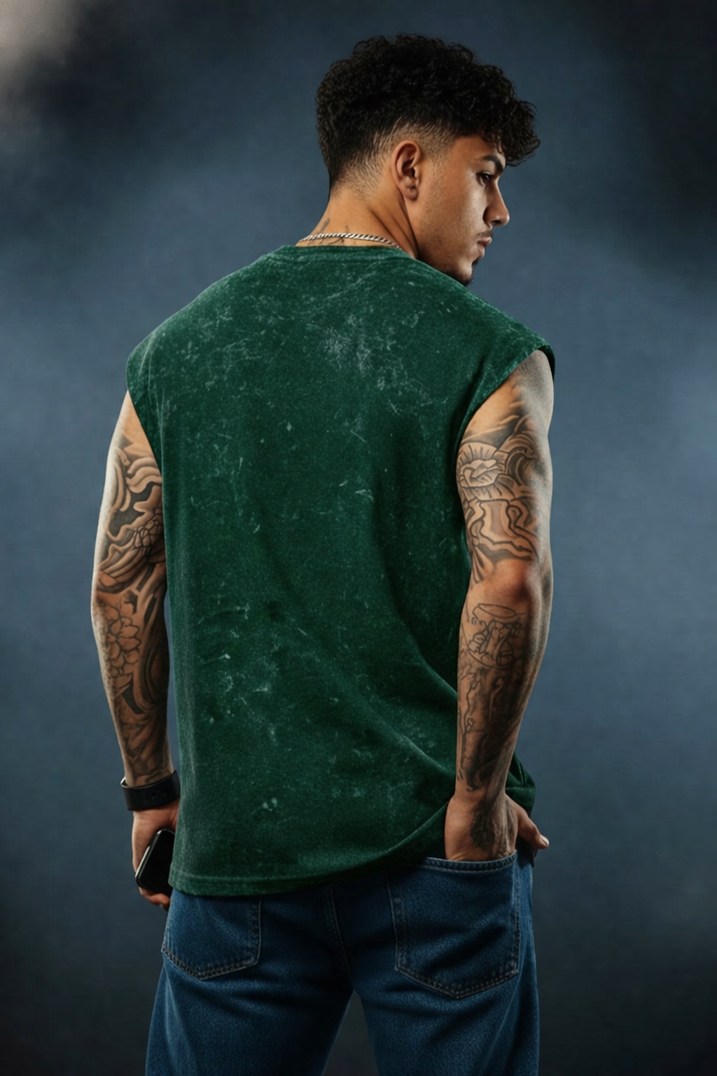Premium Acid Wash Tank Top - Black