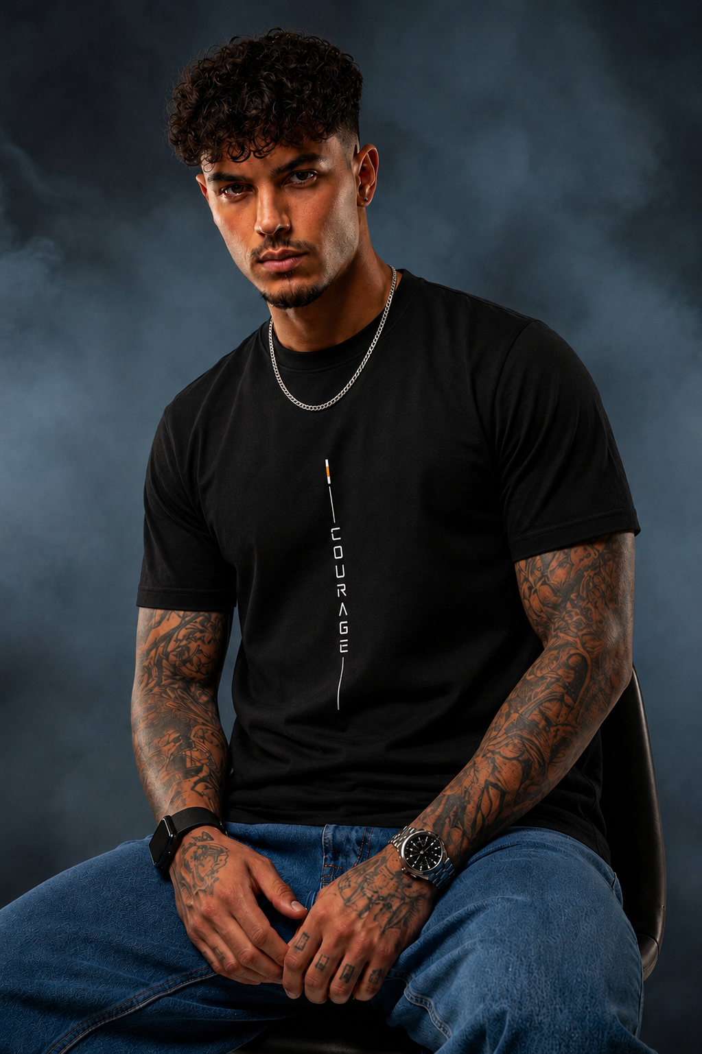 Vertical Courage Regular Fit T-Shirt for Men | Pure Cotton | Minimal Graphic Tee