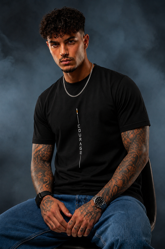 Vertical Courage Regular Fit T-Shirt for Men | Pure Cotton | Minimal Graphic Tee