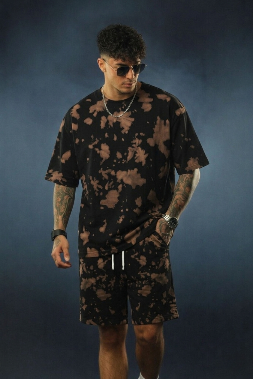 Men’s Tie-Dye Co-Ord Set – Oversized T-Shirt & Shorts Streetwear Combo