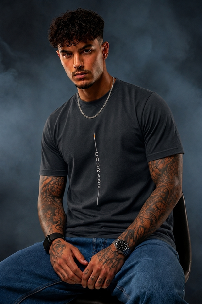 Vertical Courage Regular Fit T-Shirt for Men | Pure Cotton | Minimal Graphic Tee