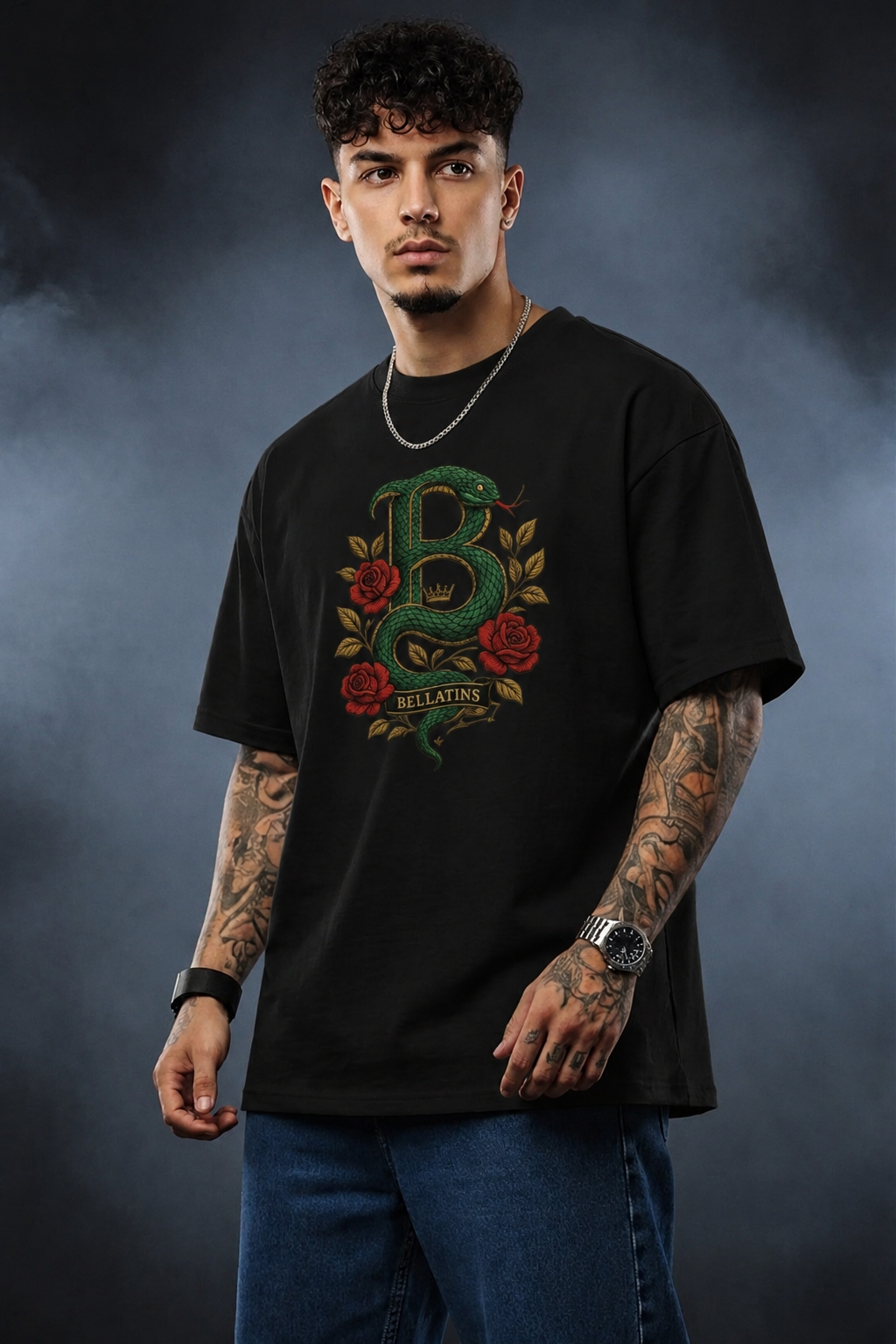 Signature Snake Logo T-Shirt By Bellatins – Trendy Oversized Fit