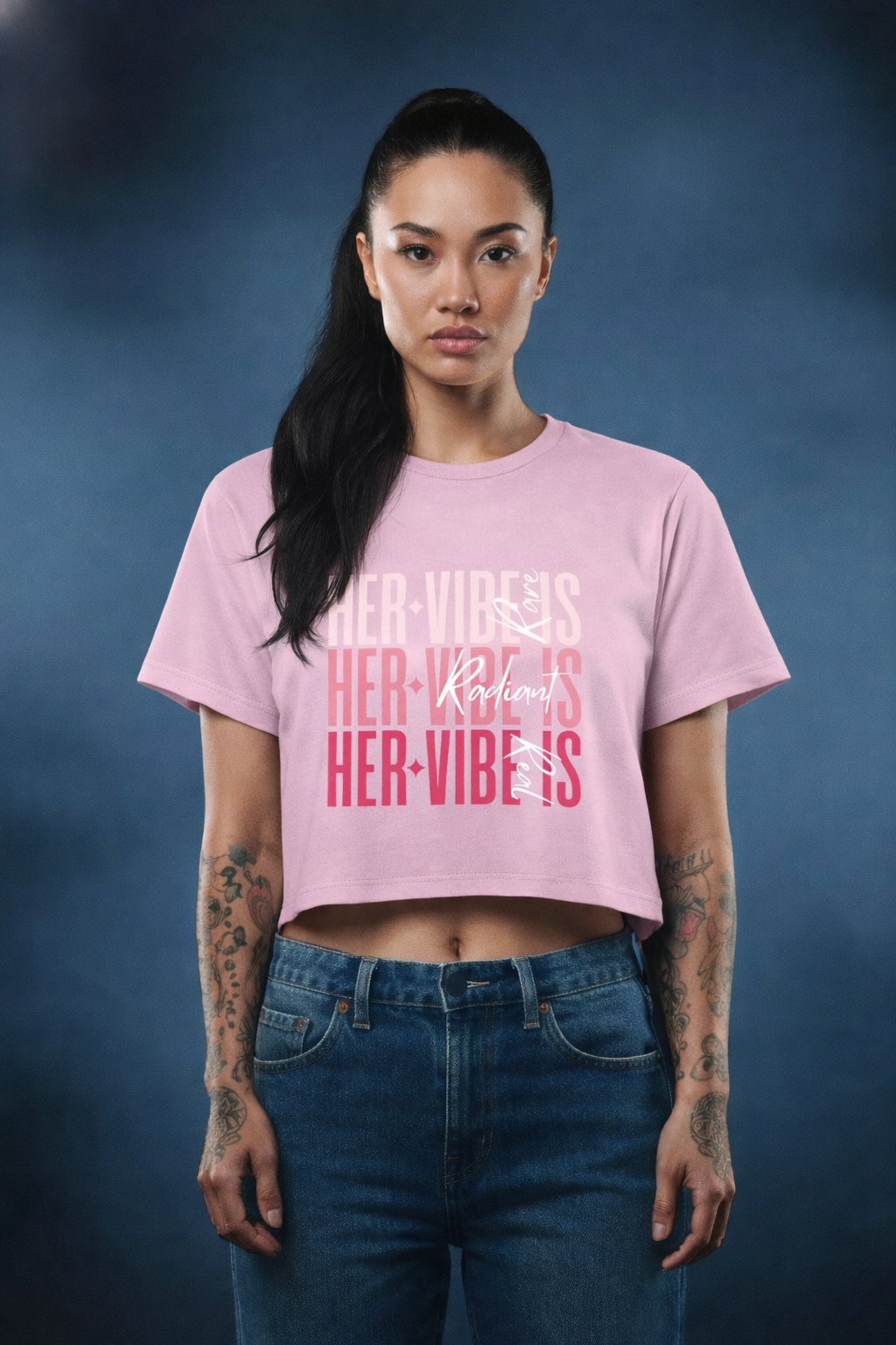 Women’s Graphic Crop Top – “Her Vibes” Printed T-Shirt |