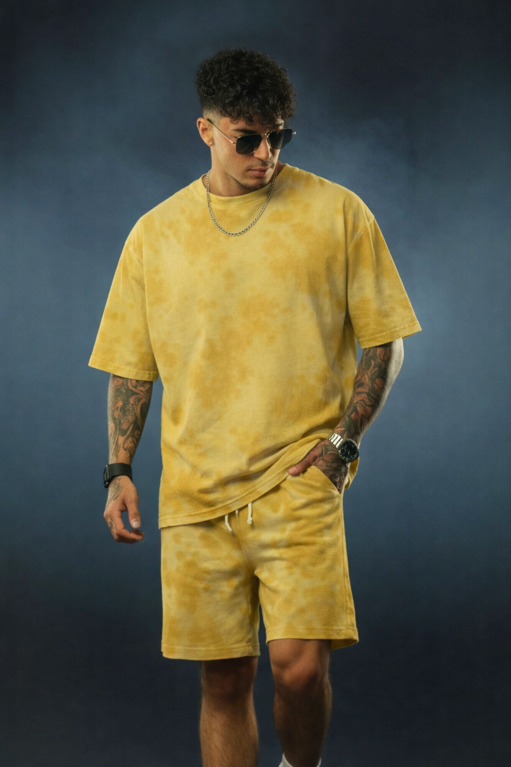 Men’s Tie-Dye Co-Ord Set – Oversized T-Shirt & Shorts Streetwear Combo