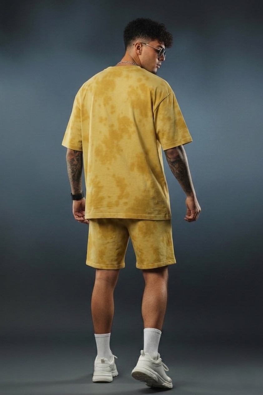 Men’s Tie-Dye Co-Ord Set – Oversized T-Shirt & Shorts Streetwear Combo