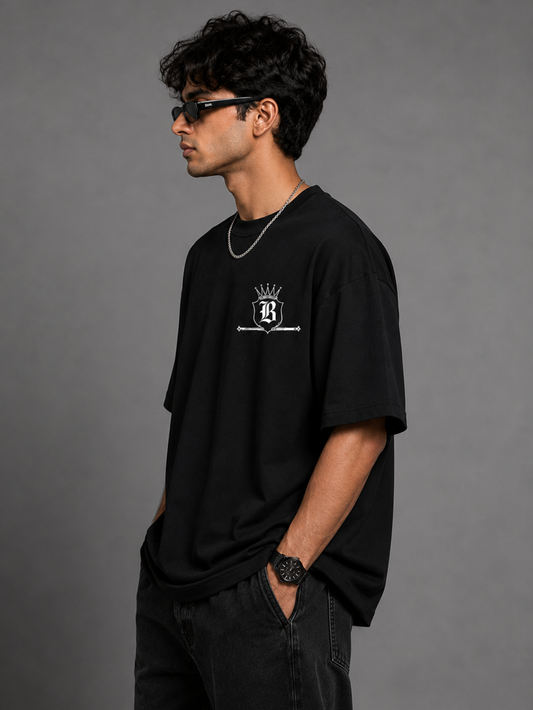 Bellatins Rise Above Wolf Oversized T-Shirt for Men | 240 GSM Premium Cotton | Drop Shoulder Streetwear |